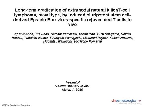 Longterm Eradication Of Extranodal Natural KillerTcell Lymphoma Nasal