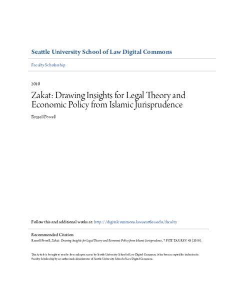 (PDF) Zakat- Drawing Insights for Legal Theory and Economic Policy from