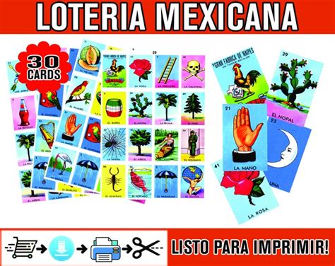 Mexican Loteria Game Cards Printable Pdf Instant Download Etsy