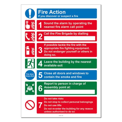 Fire Action Notice 7 Point Safety Sign Sg World