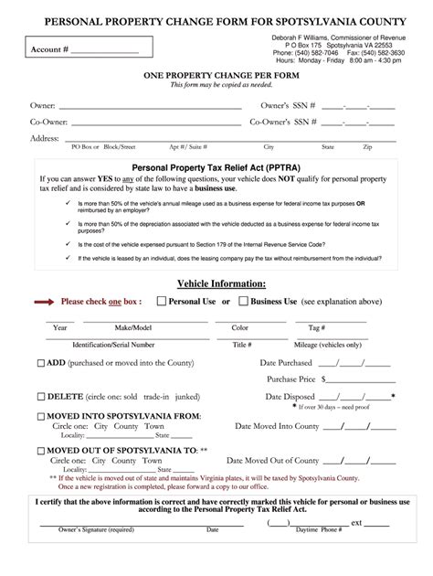 Spotsylvania Property Form Fill Online Printable Fillable Blank