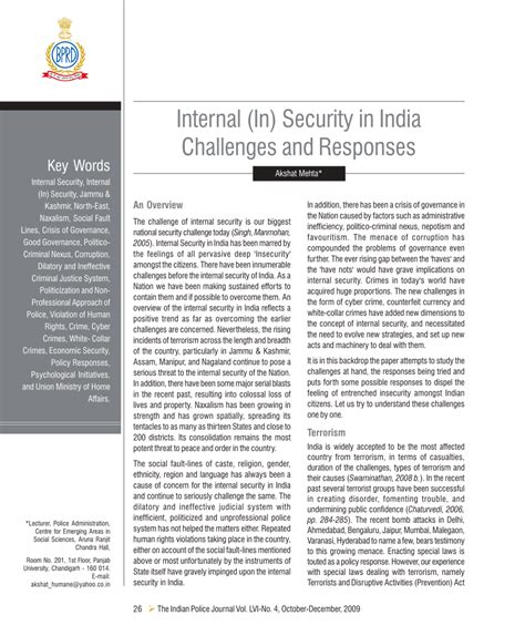 PDF Internal In Security In India Challenges And Responses