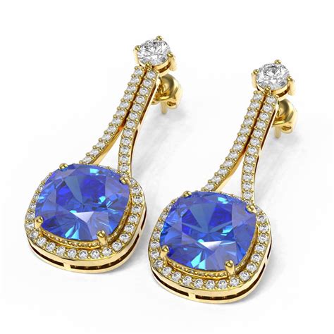 Lot Ctw Tanzanite Diamond Earrings K Yellow Gold Ref G W