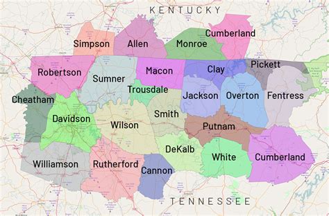 Kentucky Tennessee County Map