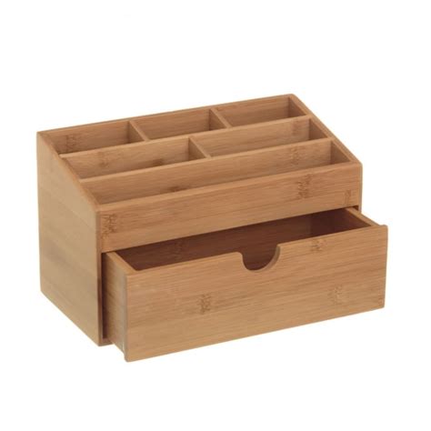 Organiseur Rangement Maquillage En Bambou Avec Tiroir Bambou Maisons