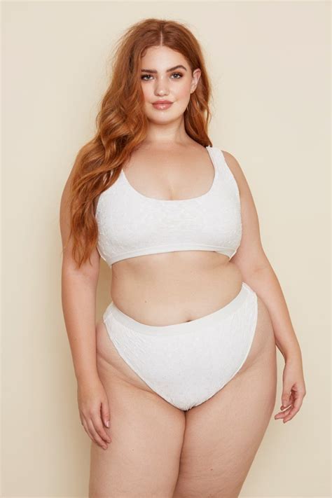 Samantha White Eyelet High Waisted Plus Size Bikini Bottoms Haute2wear