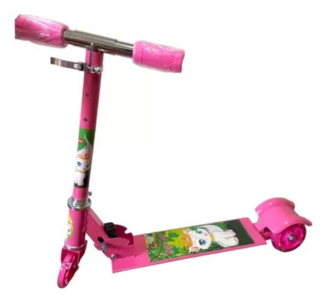 Patinete Infantil Menina Menino Rodas Luz Dobr Vel Cor Rosa