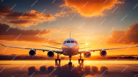 Premium AI Image | airplane on the background of the sunset