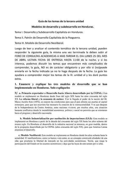 Guia III unidad Asignación Guía de los temas de la tercera unidad