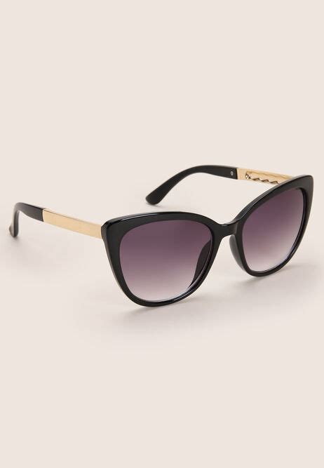 Womens Black And Gold Cats Eye Sunglasses Peacocks