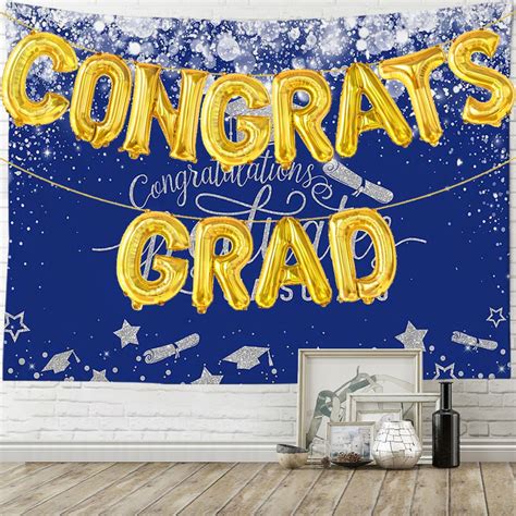 Graduation Backdrop With Grad Balloons Garland Graduation Party