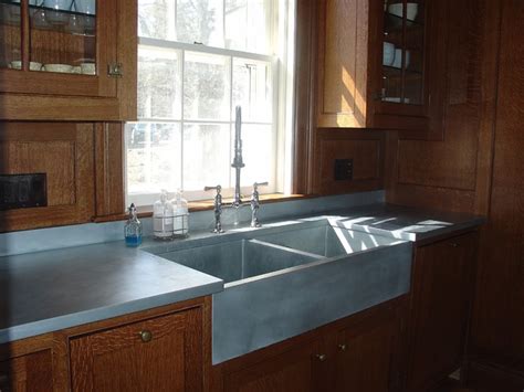 Zinc Countertop Matte Finish Traditional Kitchen New York By