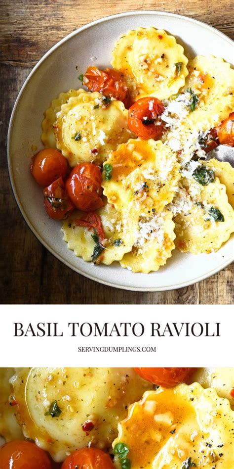 Basil Tomato Ravioli - Serving Dumplings