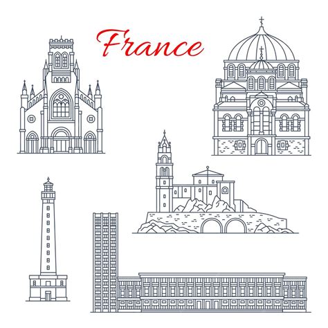 Premium Vector France Travel Landmarks Vector Icons