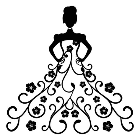 Diseño PNG Y SVG De Vestido De Flores De Quinceañera Trazo Para Camisetas