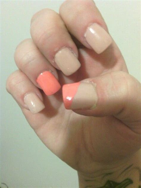 Orange And Nude Nails Nails Nude Nails Orange