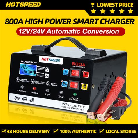 HOTSPEED Car Battery Charger 12V 24V Heavy Duty Japan for Motorcycle Intelligent Pulse Repair ...