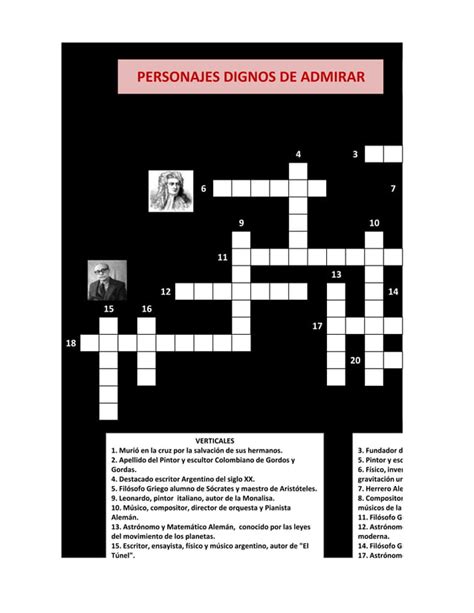 Crucigrama Personajes Pdf