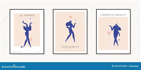 Mid Century Modern Poster Collection Abstract Female Body Woman Silhouette Nude Feminine