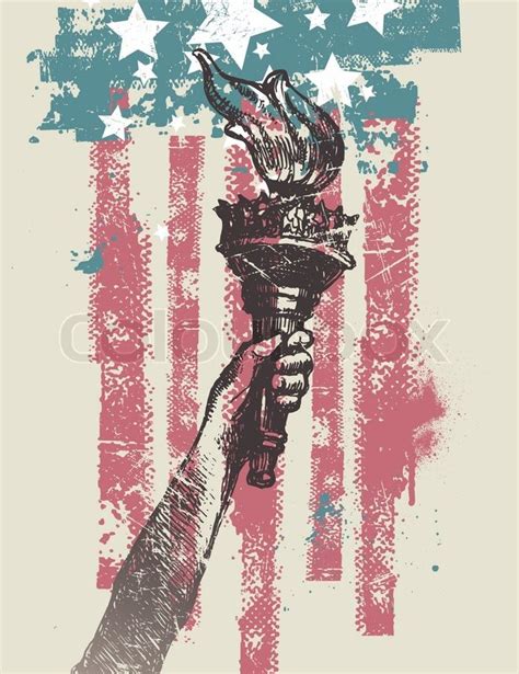 Abstract Usa Patriotic Vector Illustration Drawing Hand Of Freedom