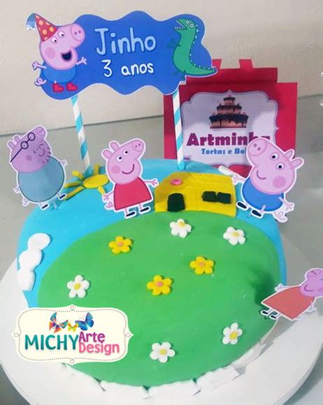 Topper De Bolo Peppa Pig Compre Produtos Personalizados No Elo