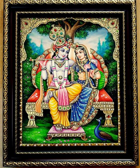 Kum Kum Gallery Radha Krishna Tanjore Religious Paintings Multicolor