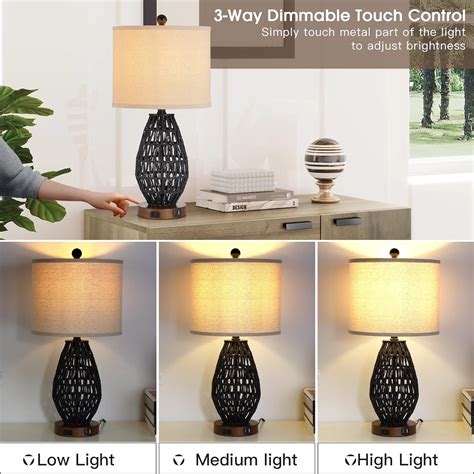 Buy Cinsary Touch Control Rattan Table Lamps Way Dimmable Bedside