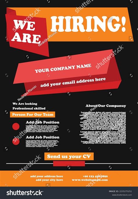 We Hiring Flyer Poster Social Media Stock Vector Royalty Free