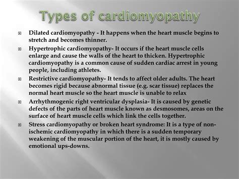 Ppt Cardiomyopathy Causes Symptoms Types Diagnosis And Treatment