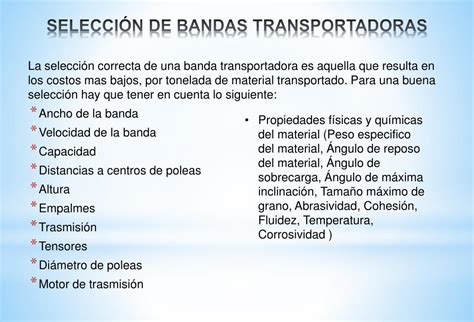 Ppt Selecci N De Bandas Transportadoras Powerpoint Presentation Free