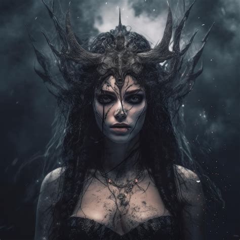 Premium Ai Image A Woman In A Black Dress With Horns On Her Head