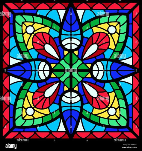 Detail Medieval Stained Glass Window Stock Vector Images Alamy