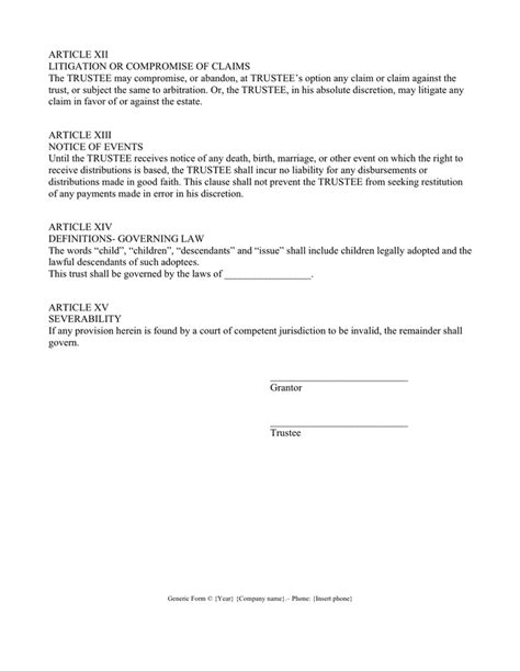 Revocable Trust Form In Word And Pdf Formats Page 4 Of 4