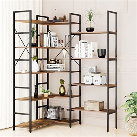 Oneinmil Bookcases And Bookshelves Triple Wide Tiers Corner