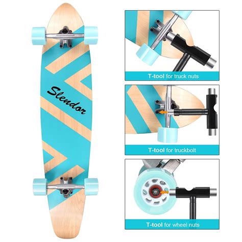 Slendor 42 Inch Longboard Skateboard Complete Cruiser Pintail Drop