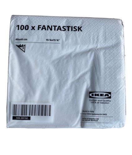 IKEA FANTASTISK White Paper Napkins 100 Pack 3ply Tissue Party Napkin