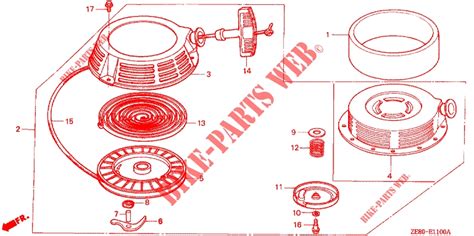 Demarreur A Enrouleur Pour Honda Gxv Pieces Jardin Catalogue
