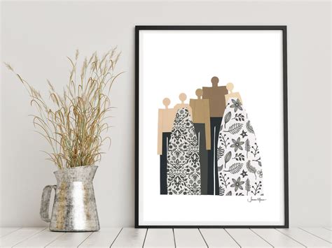 Multiracial Family Biracial Family Portrait Minimalist Art - Etsy