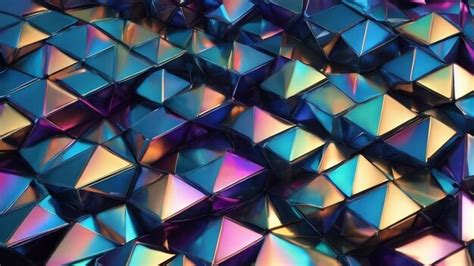 Premium Photo D Render Abstract Faceted Background Iridescent Blue