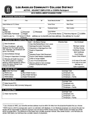 Fillable Online Laccd 2012 Enrollment Change Form Los Angeles