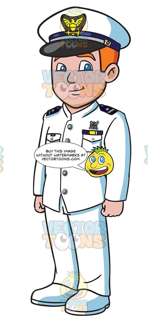 Cartoon A Us Coast Guard Wearing A Service Dress White Uniform Hd