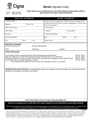 Fillable Online Zarxio Psc Prior Authorization Form Prior