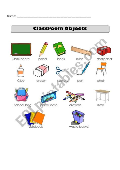 Classroom Objects Vocabulary Esl Worksheet By Yirley