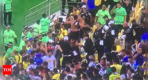 Watch Massive Fight In The Stands Delays Start Of Argentina Vs Brazil