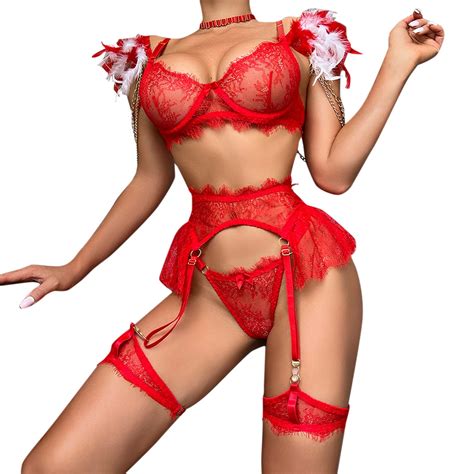 Xzhgs Lingerie Set Plus Women Fashion Solid Color S Detachable Lace