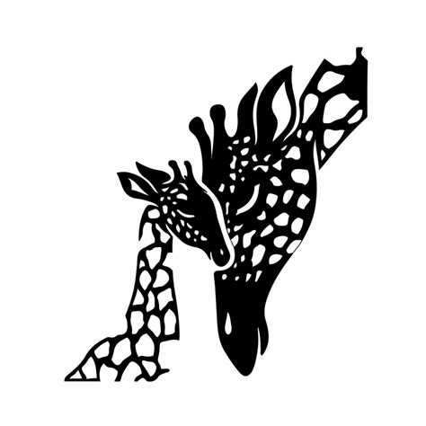 Mother And Baby Giraffe Logo Stencil Vector Illustration