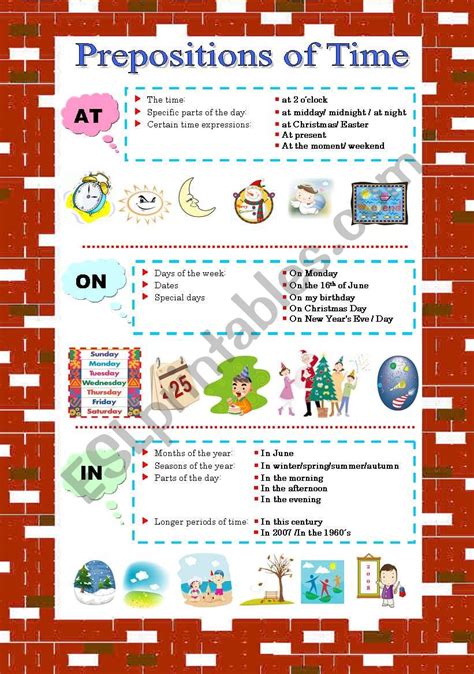 Prepositions Of Time Worksheet