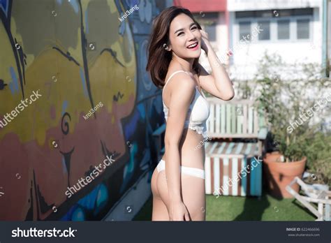 Sexy Beautiful Asian Woman White Lingerie 스톡 사진 Shutterstock
