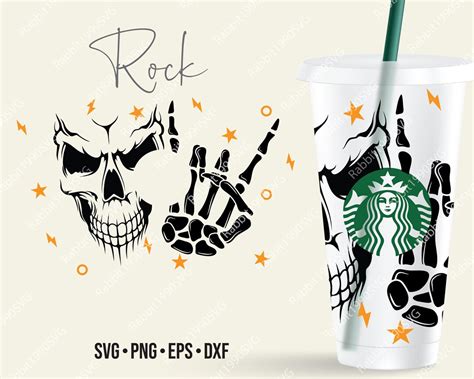 Venti Cold Cup Oz Skeleton Hand Rock Wrap Designs For Etsy