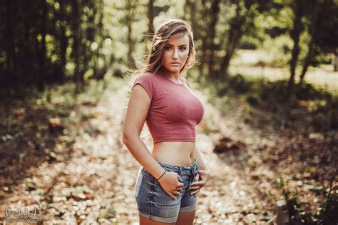 Wallpaper Portrait Tanned Jean Shorts Belly Women Outdoors